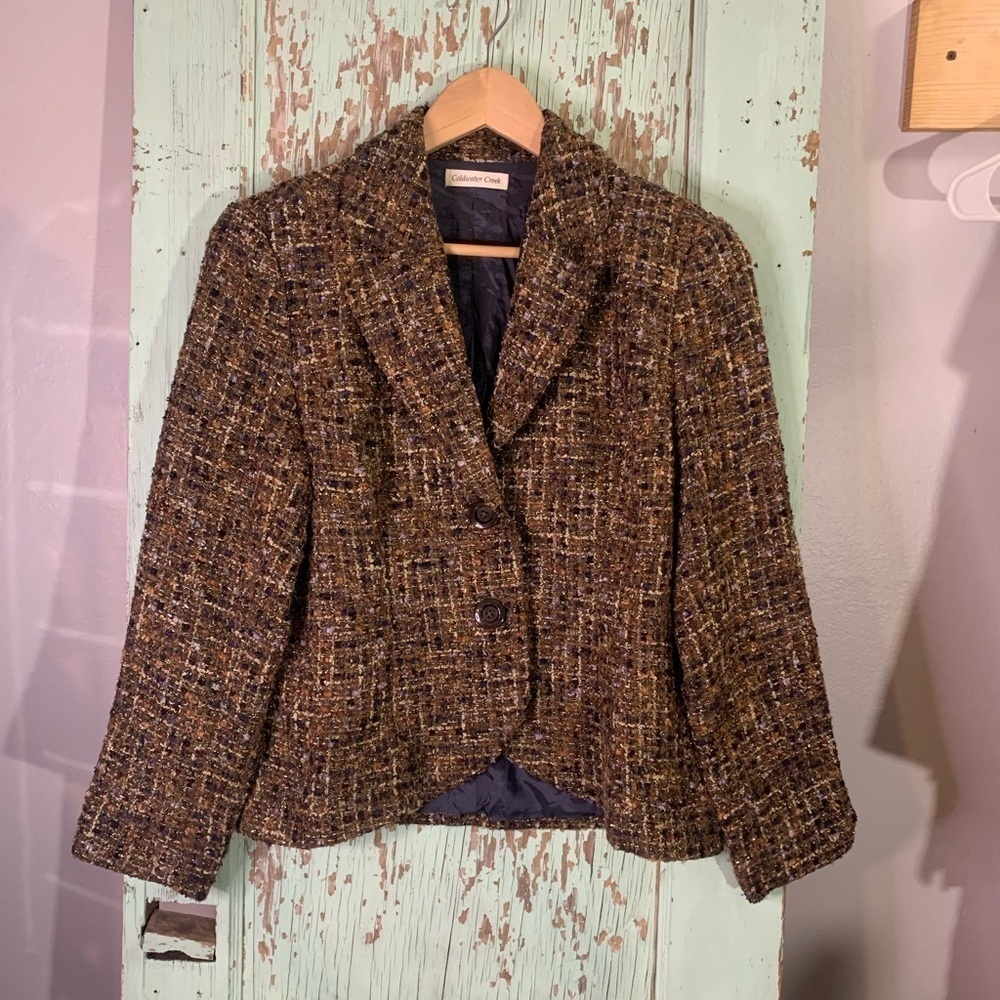 Women’s vintage Coldwater Creek brown tweed blazer